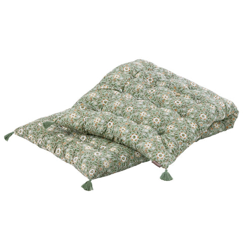 Bench Mattress 'Roja Forest' in cotton block-printed by hand - Curated Living