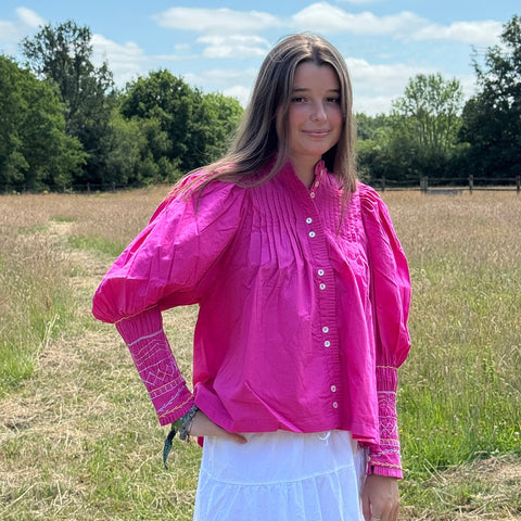 Blouse 'Nia' Bright Pink by Autre Aura - Curated Living