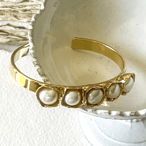 Bracelet Cuff 'Margot - Pearl Gold Tone' by Sorrelli - Curated Living