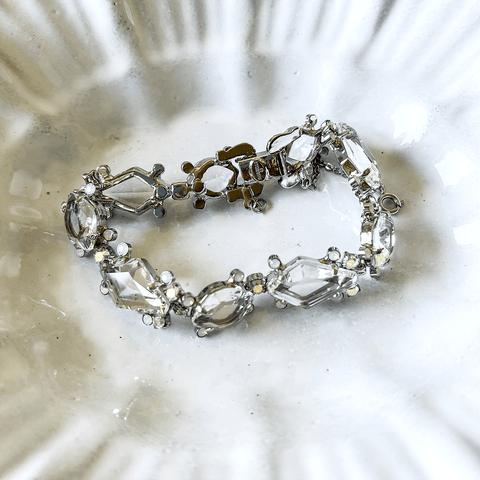 Bracelet 'Pointed Pear and Diamond Cut Crystal Line' White Bridal Collection by Sorrelli - Curated Living