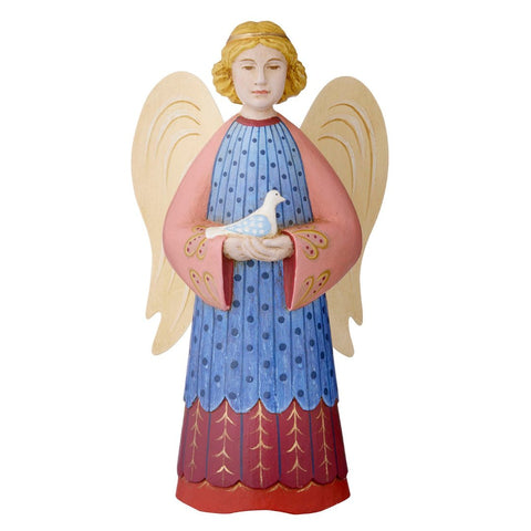 Candle Holder 'Angel with Dove Ruby' 20cm by Bungalow of Denmark - Curated Living