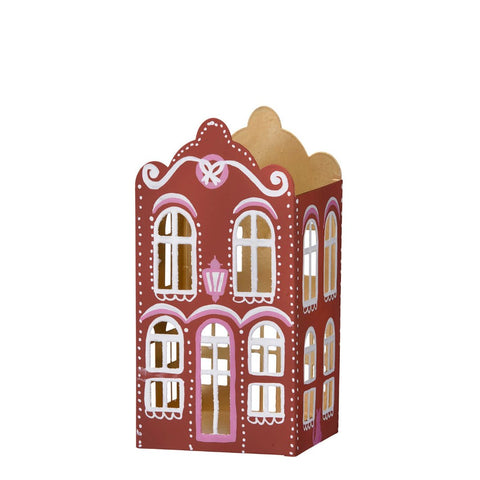 Candle Holder 'Gingerbread House Scarlet' 18cm by Bungalow of Denmark - Curated Living