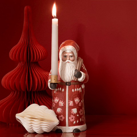 Candle Holder Santa 'Marigold Red 18cm' by Bungalow of Denmark - Curated Living