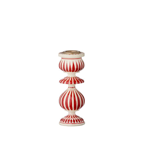 Candle Holder 'Stripes White and Red 15cm' by Bungalow of Denmark - Curated Living