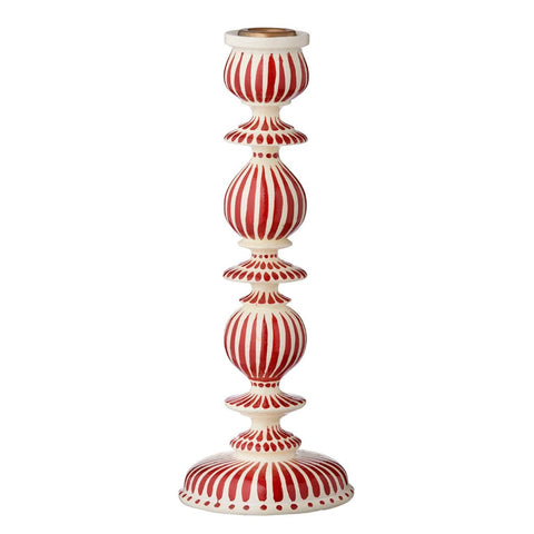 Candle Holder 'Stripes White and Red 30cm' by Bungalow of Denmark - Curated Living