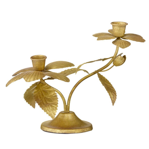 Candle Holder 'Winter Rose Golden 18.5cm' by Bungalow of Denmark - Curated Living