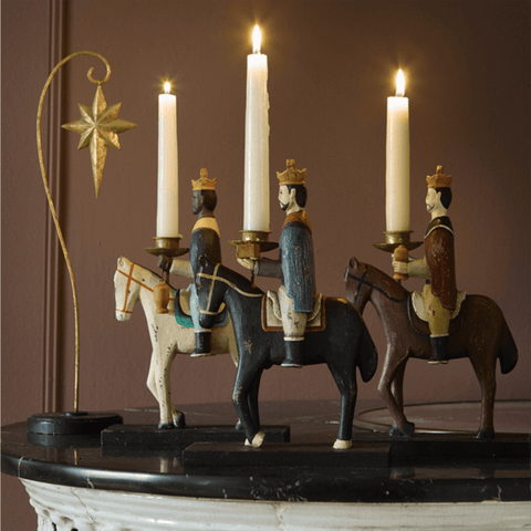 Candle Holders 'Wise Men Maroon' Set of Three by Bungalow of Denmark - Curated Living