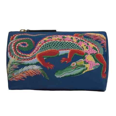 Case Small 'Croco - Multi Navy' with Leather Zip Pull by Inoui Editions - Curated Living