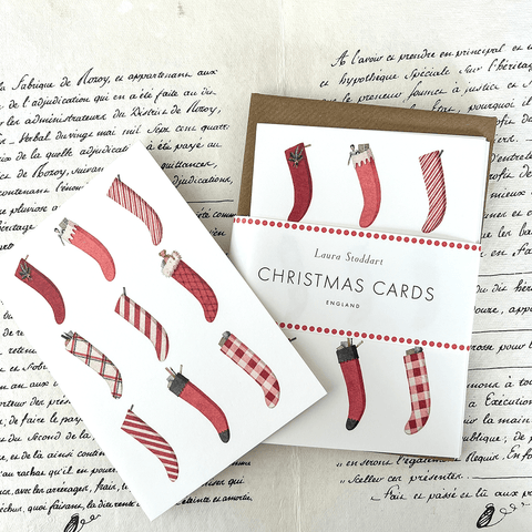 Christmas Cards 'Christmas Stockings' Ten Pack by Laura Stoddart - Curated Living