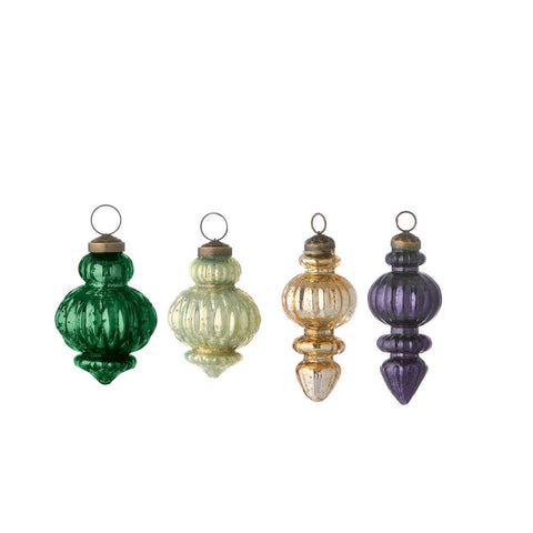 Christmas Tree Baubles 'Gala Peacock' Set of Four by Bungalow of Denmark - Curated Living