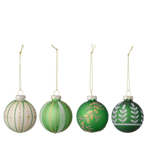 Christmas Tree Baubles 'Seraphim 8cm Forest' Set of Four by Bungalow of Denmark - Curated Living