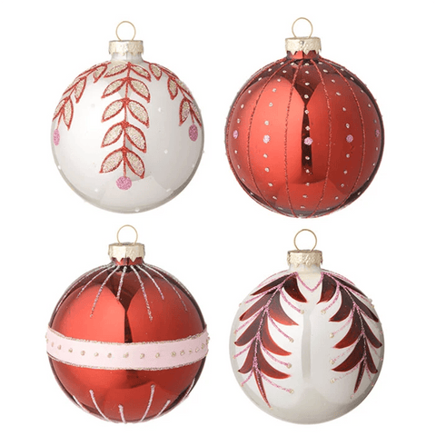 Christmas Tree Baubles 'Seraphim 8cm Ruby' Set of Four by Bungalow of Denmark - Curated Living