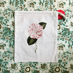 Cotton Drawstring 'In Bloom - Camelia' Small Bag by Laura Stoddart - Curated Living