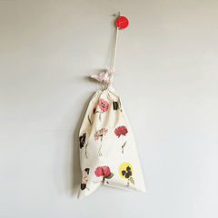 Cotton Drawstring 'In Bloom - Multi' Medium Bag by Laura Stoddart - Curated Living