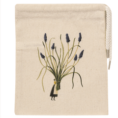 Cotton Drawstring 'Spring Flowers - Muscari' Mini Bag by Laura Stoddart - Curated Living