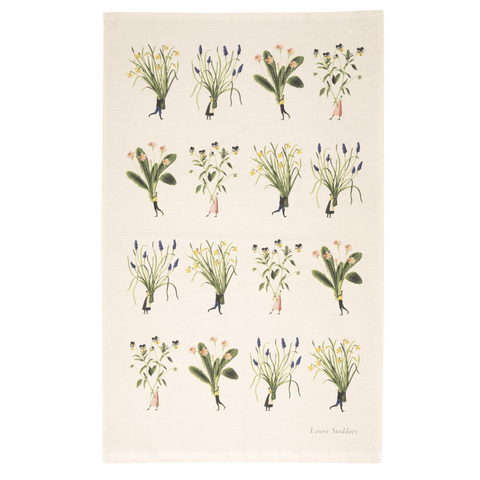 Cotton 'Spring Flowers - Multi' Tea Towel by Laura Stoddart - Curated Living