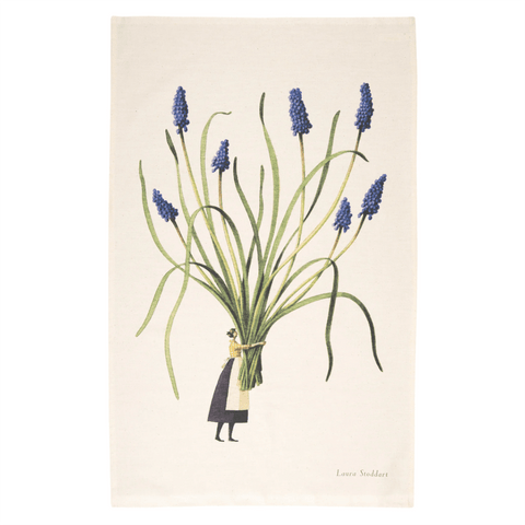 Cotton 'Spring Flowers - Muscari' Tea Towel by Laura Stoddart - Curated Living
