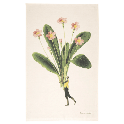 Cotton 'Spring Flowers - Primrose' Tea Towel by Laura Stoddart - Curated Living