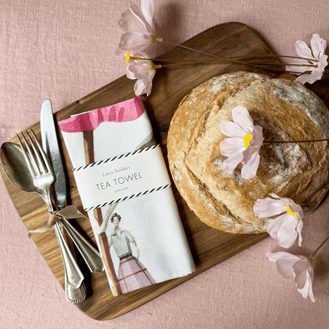 Cotton Tea Towel 'In Bloom - Cistus' by Laura Stoddart - Curated Living