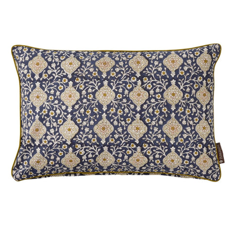 Cushion 'Chameli Midnight' Hand Block Printed Cotton by Bungalow of Denmark - Curated Living