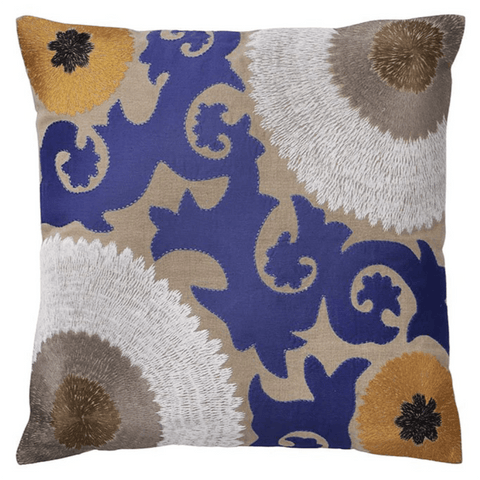 Cushion 'Jari Indigo' Embroidered by Bungalow of Denmark - Curated Living