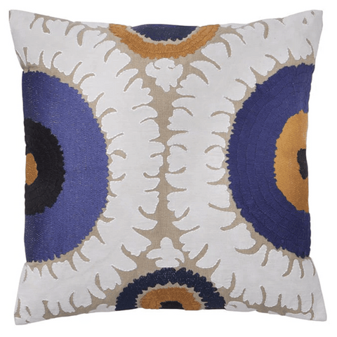Cushion 'Sama Indigo' Embroidered by Bungalow of Denmark - Curated Living