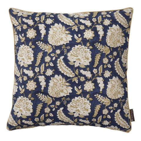 Cushion 'Yamini Midnight' Hand Block Printed Cotton by Bungalow of Denmark - Curated Living