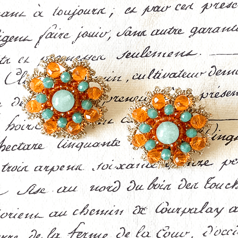 Earrings 'Bottoncino Arancione Verde - Button Orange Green' by Fiori d'Arancio of Italy - Curated Living