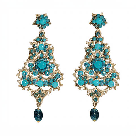 Earrings 'Teal Lotus Flower' by Fiori d'Arancio of Italy - Curated Living