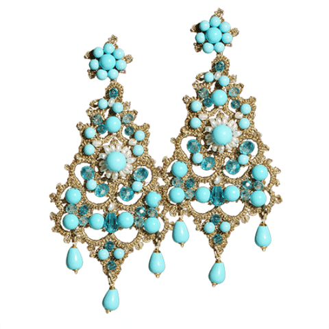 Earrings 'Turquoise Lotus Flower' by Fiori d'Arancio of Italy - Curated Living