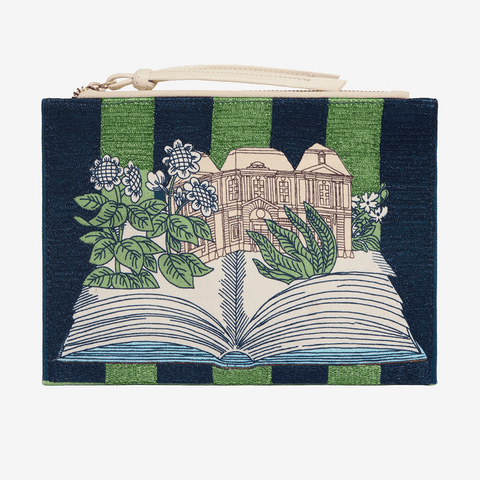Embroidered Pouch 'Paris in September - Navy' with Leather Zip Pull by Inoui Editions - Curated Living