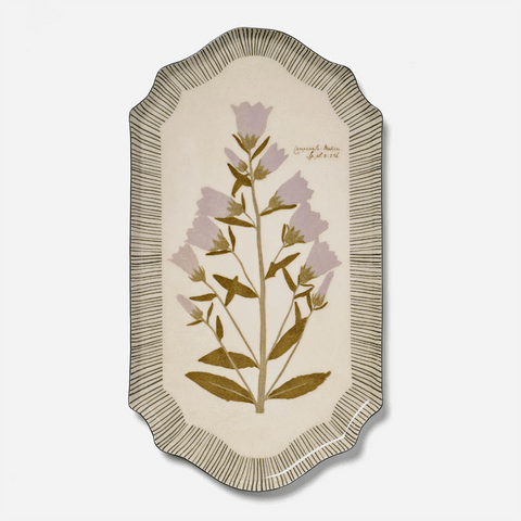 Enamel Tray 'Campanula Bellflower' Oval Shaped Edge by Roomytown UK - Curated Living