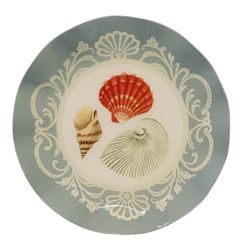 Enamel Tray 'Sea Shells' Wavy Round by Roomytown UK - Curated Living
