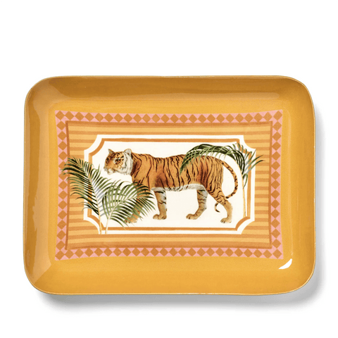 Enamel Tray 'Tiger' Rectangle Rounded Corners by Roomytown UK - Curated Living