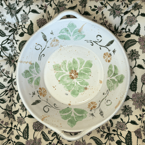 Fado 'Stencil in Green and Orange' Glazed Terracotta Bowl by Sthal of Sweden - Curated Living