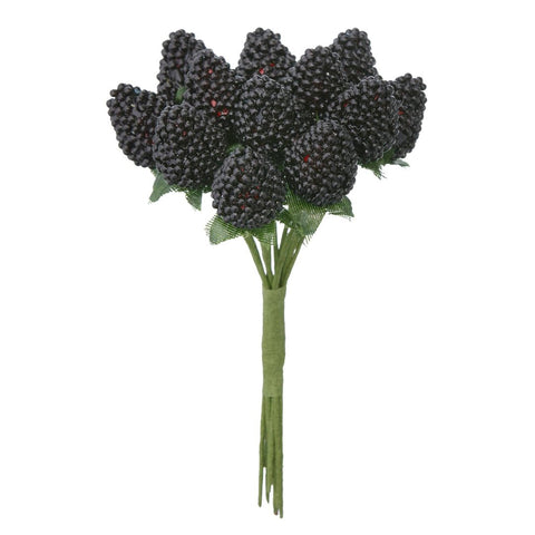 Faux 'Mini Berries Mulberry Black 12cm' Stem by Bungalow of Denmark - Curated Living