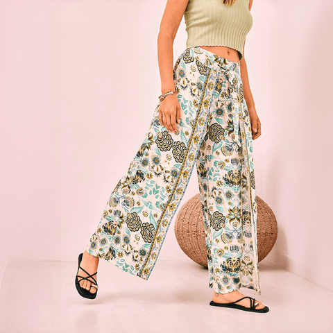Fluid Trousers 'Tanita' Green by NKN Nekane - Curated Living