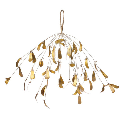 'Golden Mistletoe' Eighteen Stem with White Faux Pearls by Bungalow of Denmark - Curated Living