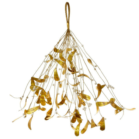 'Golden Mistletoe' Thirty Stem with White Faux Pearls by Bungalow of Denmark - Curated Living
