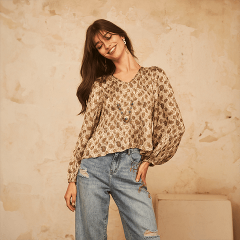 Green 'Anala' Blouse by NKN Nekane - Curated Living