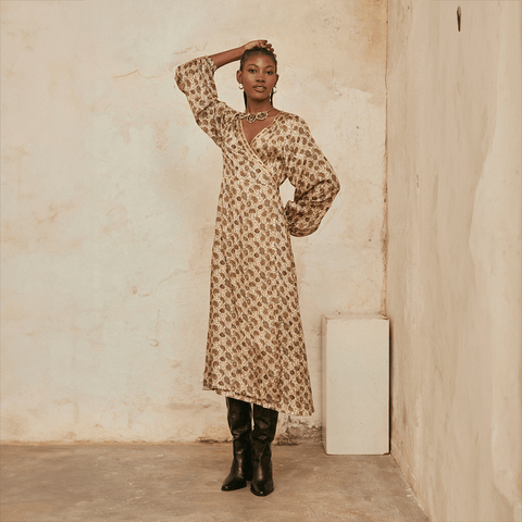 Green 'Elika' Wrap Dress by NKN Nekane - Curated Living