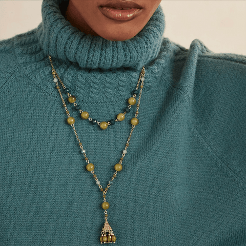 Green 'Whetu' Necklace by NKN Nekane - Curated Living