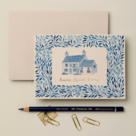 Greeting Card 'Blue Flora Home Sweet Home' by Wanderlust - Curated Living