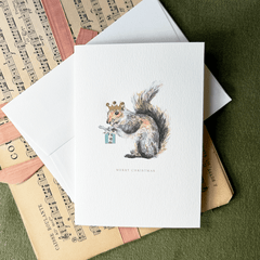 Greeting Card 'Christmas Squirrel' by Artist Elena Deshmukh - Curated Living