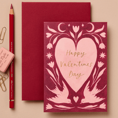 Greeting Card 'Folk Heart Happy Valentines Day' by Wanderlust - Curated Living