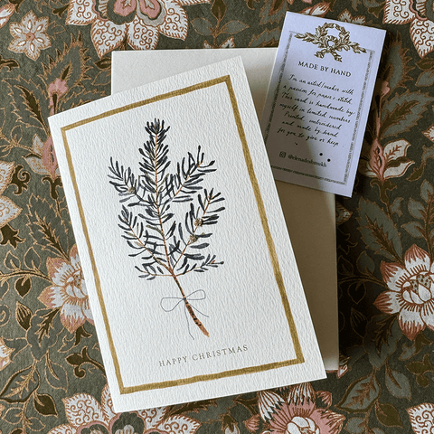 Greeting Card 'Happy Christmas Sprig 2025' by Artist Elena Deshmukh - Curated Living