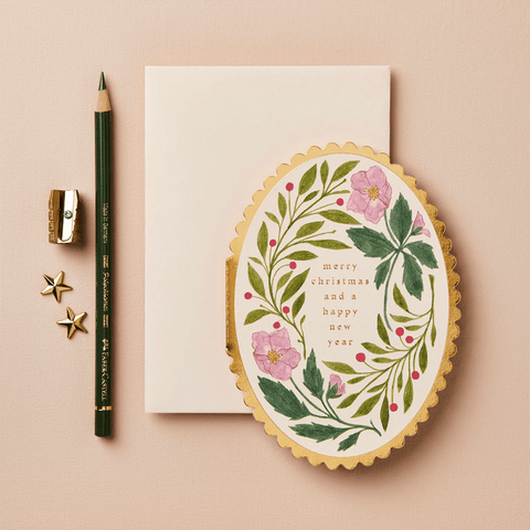 Greeting Card 'Merry Christmas - Pink Flora' by Wanderlust - Curated Living