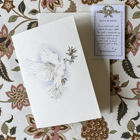 Greeting Card 'Peace Dove 2025' by Artist Elena Deshmukh - Curated Living
