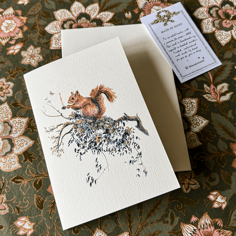 Greeting Card 'Squirrel Candle' by Artist Elena Deshmukh - Curated Living