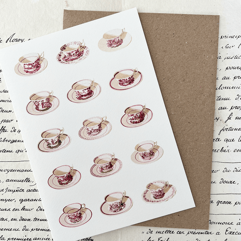 Greeting Card 'Tea Time Tea Cups' by Laura Stoddart - Curated Living